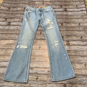 HOLLISTER CO. Vintage Flare Distressed Jeans with Bead Detail